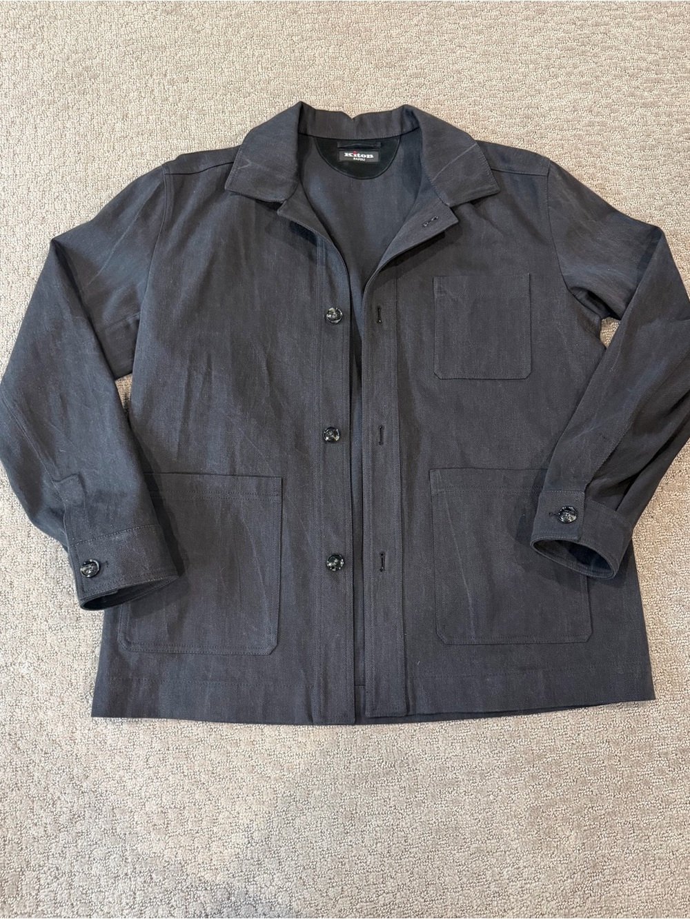 Kiton Charcoal Button-Up Workwear Jacket